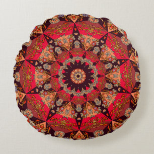 Luxuriöses Mandala nahtlos, starrer Blumenstrauß. Rundes Kissen