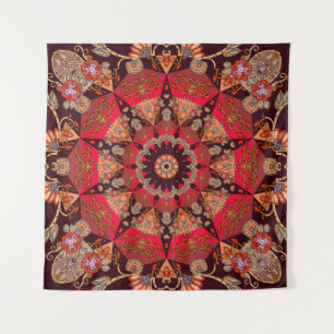 Luxuriöses Mandala nahtlos, sternförmig floral. Wandteppich