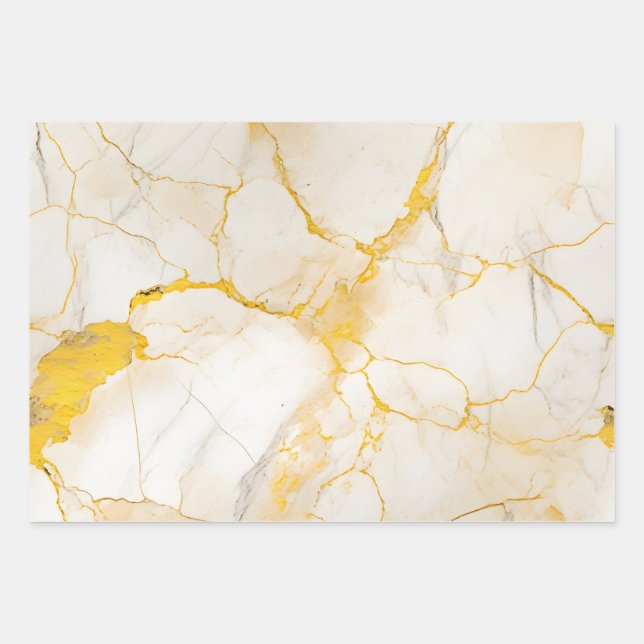 Luxuriöses Marble Gold Effekttuch Geschenkpapier Set (Vorderseite)