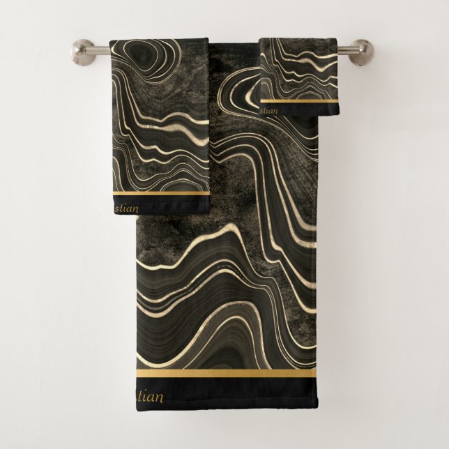 LUXURIÖSES MARBLE TRIM TOWEL SET (Insitu)