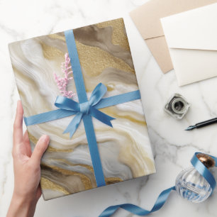 Luxuriöses Marmor Gold Weiß Harmonie abstraktes Mu Geschenkpapier