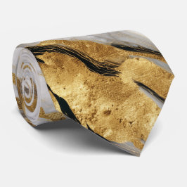 Luxuriöses Marmor Gold Weiß Harmonie abstraktes Mu Krawatte