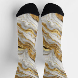 Luxuriöses Marmor Gold Weiß Harmonie abstraktes Mu Socken