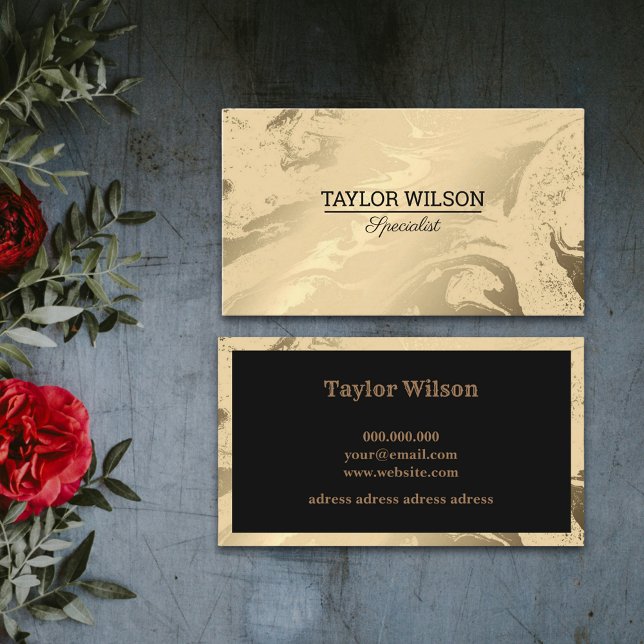 Luxuriöses Marmor Schwarz und Gold einfach Visitenkarte (Von Creator hochgeladen)
