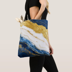 Luxuriöses Marmorschiff aus Navy Blue & Gold Leaf