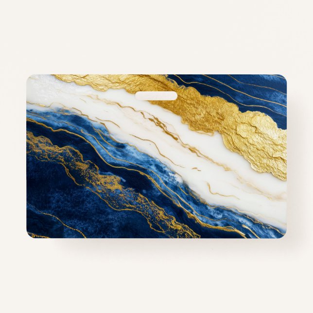Luxuriöses Marmorschiff aus Navy Blue & Gold Leaf Ausweis (Vorderseite)
