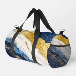 Luxuriöses Marmorschiff aus Navy Blue & Gold Leaf Duffle Bag