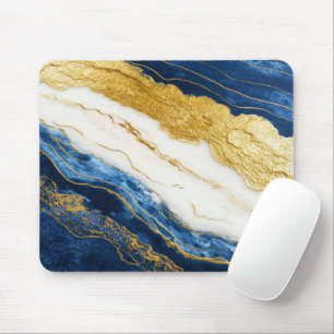 Luxuriöses Marmorschiff aus Navy Blue & Gold Leaf Mousepad