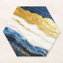 Luxuriöses Marmorschiff aus Navy Blue & Gold Leaf Untersetzer