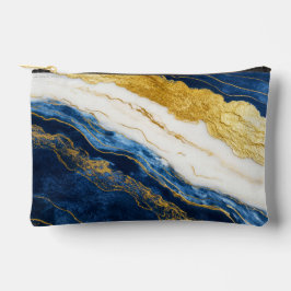 Luxuriöses Marmorschiff aus Navy Blue & Gold Leaf Zubehörtasche