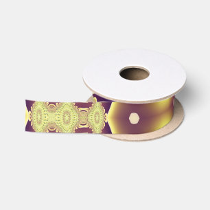 Luxuriöses marokkanisches Gold-Purple-Abstraktmust Satinband