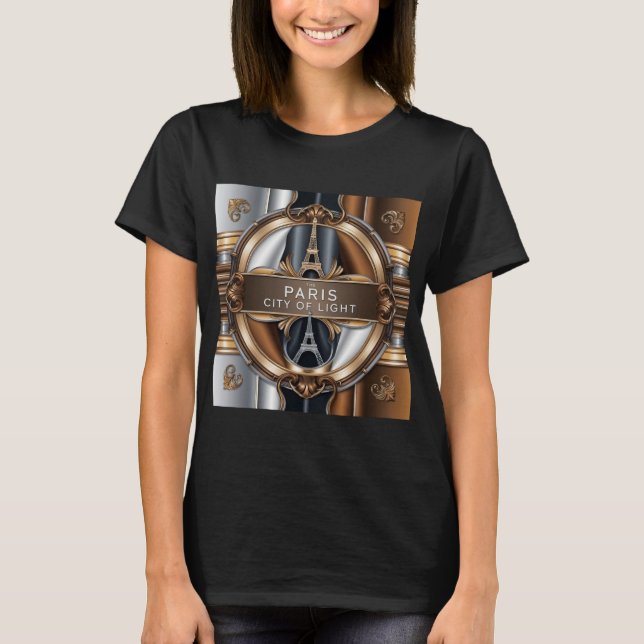 Luxuriöses Metallic Design - Paris Eiffel Tower Ar T-Shirt (Vorderseite)