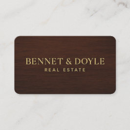 Luxuriöses Metallic Gold auf Mahogany Wood-Grain Visitenkarte
