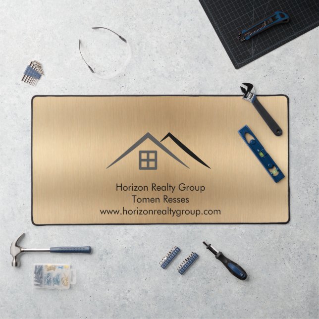 Luxuriöses Metallic Gold Real Anwesen Schreibtischunterlage (Arbeitsplatz)