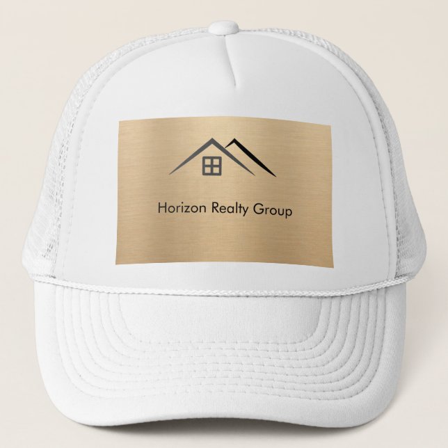 Luxuriöses Metallic Gold Real Anwesen Truckerkappe (Vorderseite)