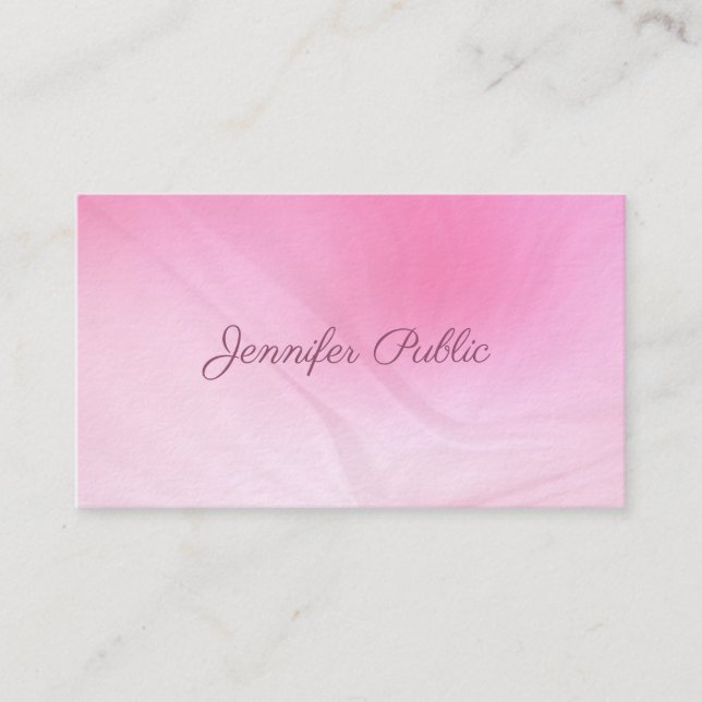 Luxuriöses modernes, handgeschriebenes rosa Templa Visitenkarte (Vorderseite)