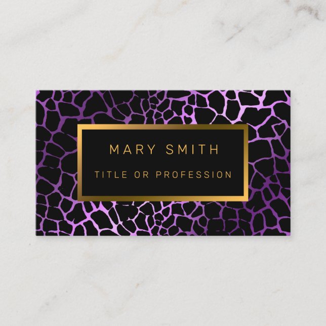 Luxuriöses modernes Lila Tiger fügt Ihren Text hin Visitenkarte (Vorderseite)