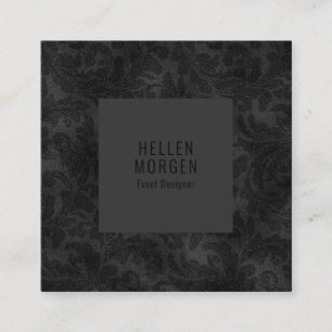 Luxuriöses monochromatisches Floral Damask Muster Quadratische Visitenkarte