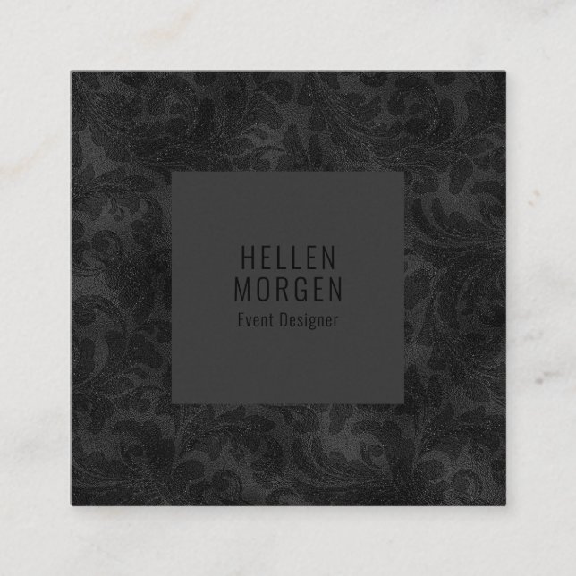 Luxuriöses monochromatisches Floral Damask Muster Quadratische Visitenkarte (Vorderseite)