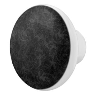 Luxuriöses monochromatisches Schwarzes Damasketmus Keramikknauf