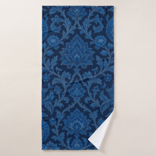 Luxuriöses persisches tiefes Pfauenblau-Muster Badhandtuch Set