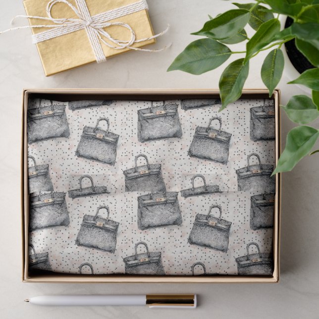Luxuriöses Python-Handtaschenmuster auf rosa gespr Seidenpapier (Geschenk)