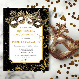 Luxuriöses Quinceañera Masquerade Party Einladung