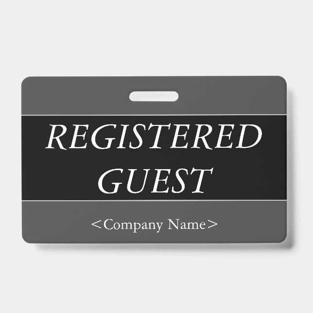Luxuriöses "REGISTERED GÄSTES" Abzeichen Ausweis (Vorderseite)