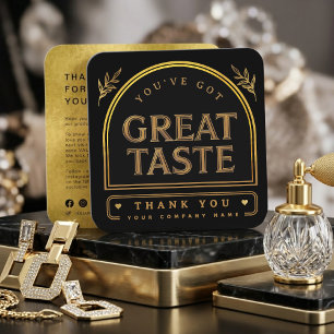 Luxuriöses Retro Vintage Schwarz & Gold Bogen Dank Quadratische Visitenkarte