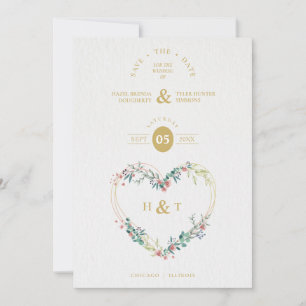 Luxuriöses romantisches Botanisches Blumenrosa Her Save The Date