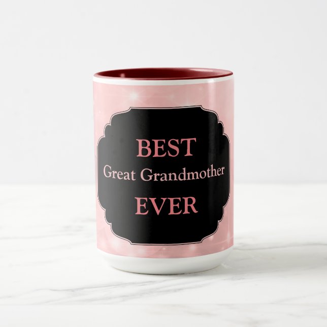 Luxuriöses rosa "Best Great Grandmutter Ever" Desi Tasse (Zentrum)
