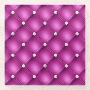 Luxuriöses rosa Diamant gepolstertes Muster Glasuntersetzer