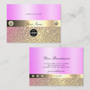 Luxuriöses Rosa Lila Gold Glitzer und Logo Visitenkarte