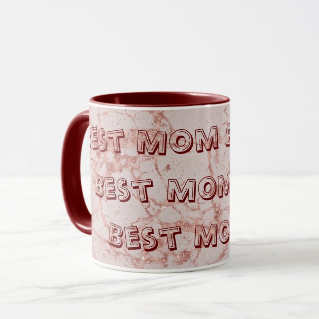 Luxuriöses Rosa Rose Blush Glitzer Marmor Tasse (Vorderseite Links)