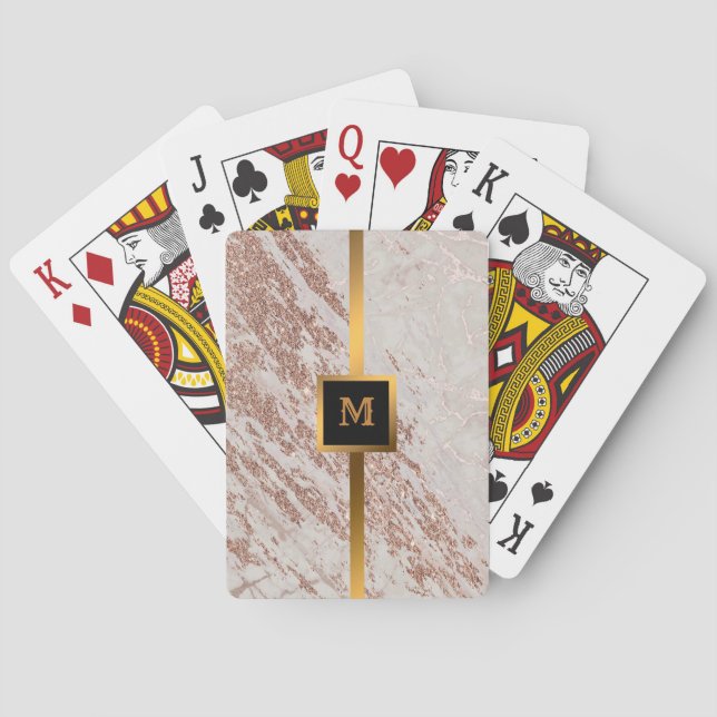 Luxuriöses Rosa Rose Glitzer Marmor anpassen Spielkarten (Rückseite)