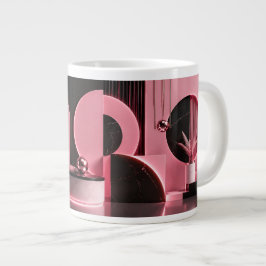 Luxuriöses rosa und schwarzes geometrisches Design Jumbo-Tasse