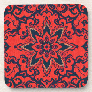 Luxuriöses rotes blaues ornamentales persisches Me Getränkeuntersetzer
