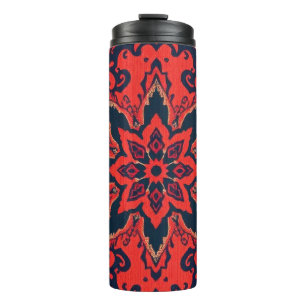 Luxuriöses rotes blaues ornamentales persisches Me Thermosbecher