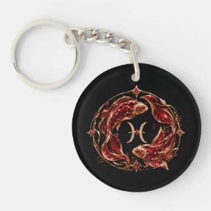 Luxuriöses rotes Fische-Zodiakus Schlüsselanhänger