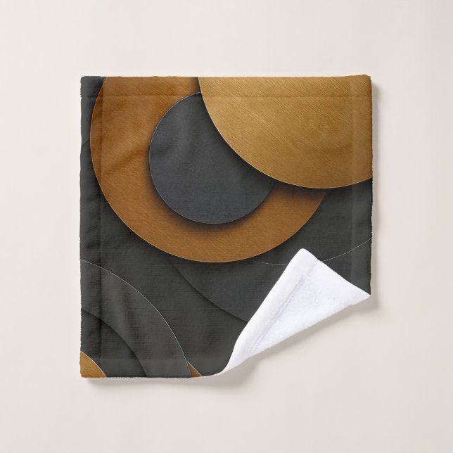 Luxuriöses Schwarz-Gold-geometrisches Abstract-Des Badhandtuch Set (Waschlappen)