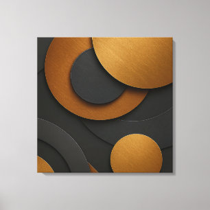 Luxuriöses Schwarz-Gold-geometrisches Abstract-Des Leinwanddruck