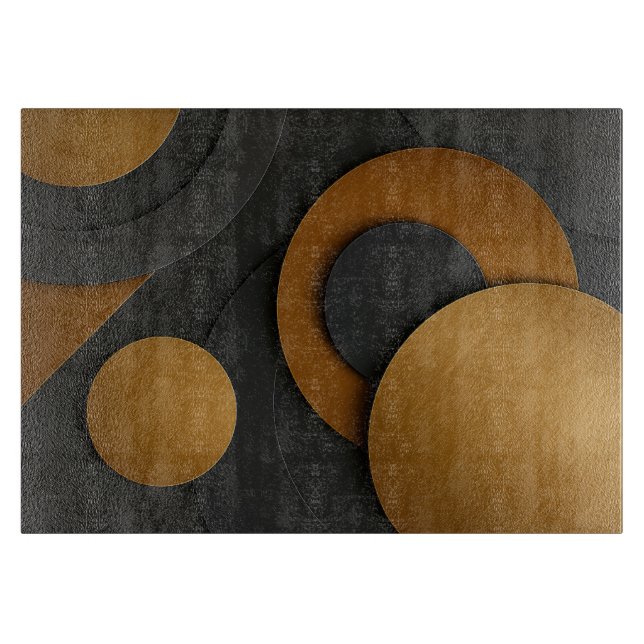 Luxuriöses Schwarz-Gold-geometrisches Abstract-Des Schneidebrett (Vorderseite)
