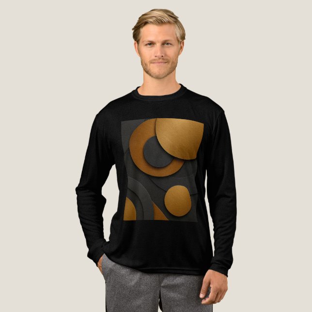 Luxuriöses Schwarz-Gold-geometrisches Abstract-Des Tri-Blend Shirt (Volle Vorderseite)