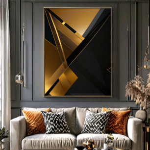 Luxuriöses Schwarz-Gold-Grafik Leinwanddruck