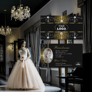 Luxuriöses Schwarz Gold Verzierter Rahmen Logo und Visitenkarte