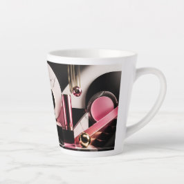 Luxuriöses Schwarz-Rosa-Marmor-Geometrie-Design Milchtasse