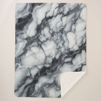 Luxuriöses Schwarz-Weiß-Marmor Plush Blanket Sherpadecke