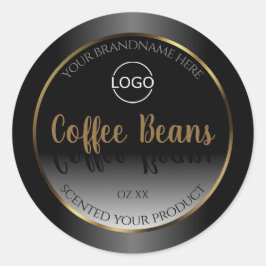 Luxuriöses Schwarz-weißes Gold-Produktlabel mit Lo Runder Aufkleber