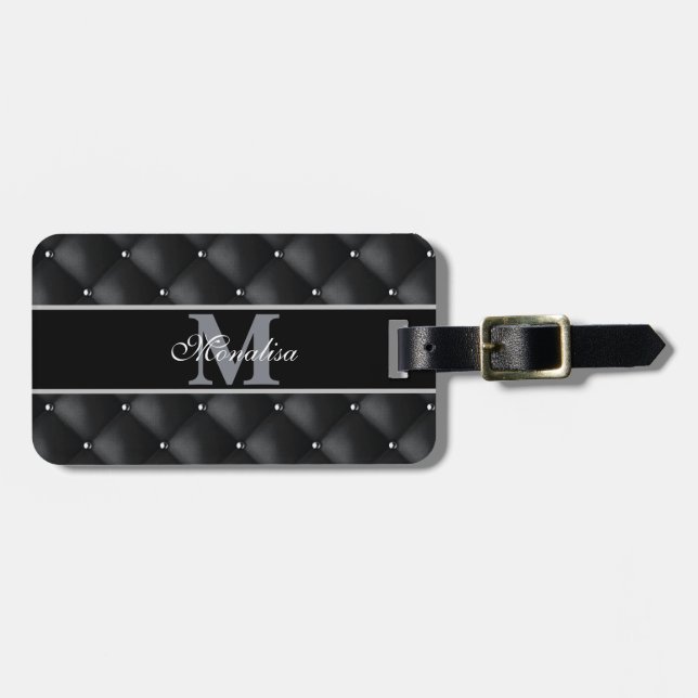 luxuriöses schwarzes Design mit personalisiertem M Gepäckanhänger (Vorderseite horizontal)
