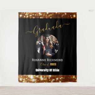 Luxuriöses Schwarzes Foto Elegante gestufte Signat Wandteppich